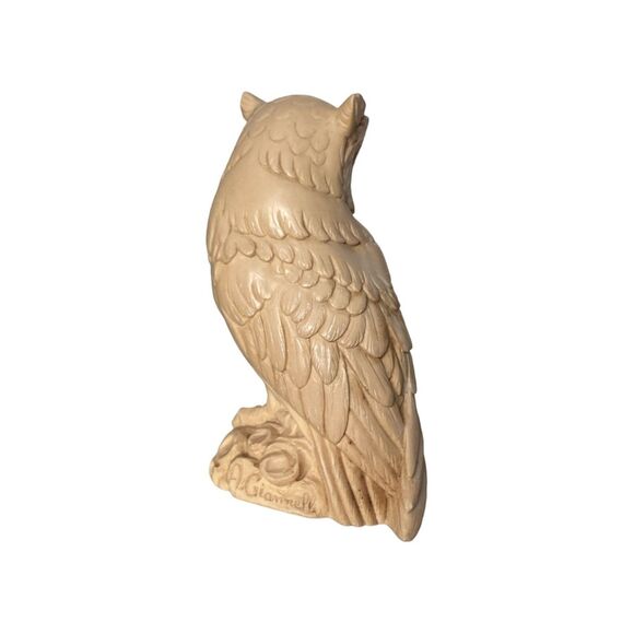Alabaster Owl Figurines A. Giannelli  Pair 5" Italy E&R 1970s - Picture 8 of 10